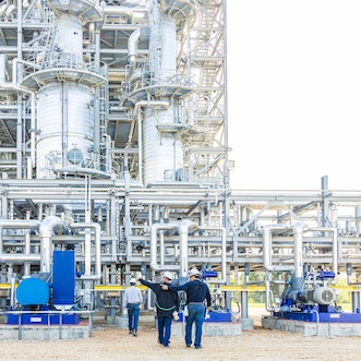 Engineers checking hydrogen truck