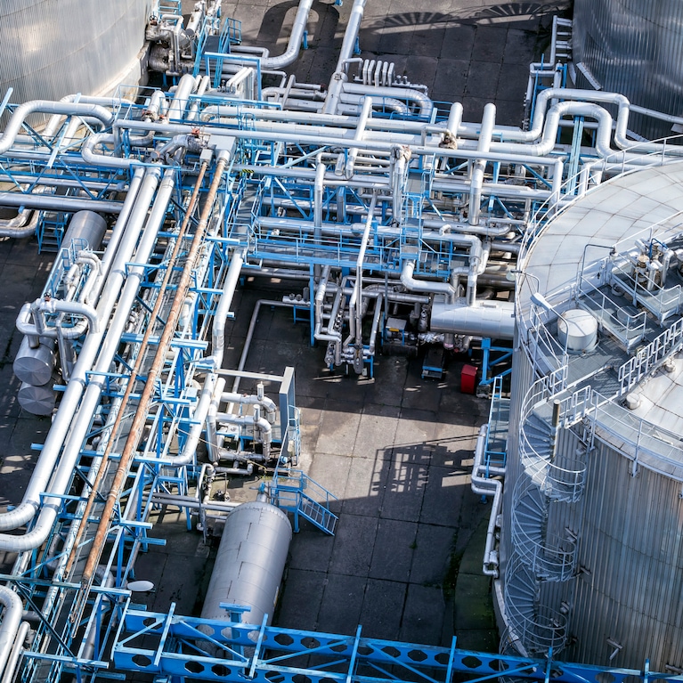 Refinery pipelines from above