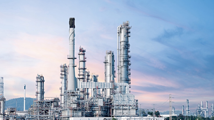 Oil refinery plant at twilight