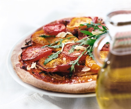 Pizza with colorful toppings