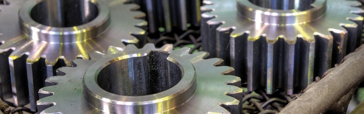 Heat treated metal gears.