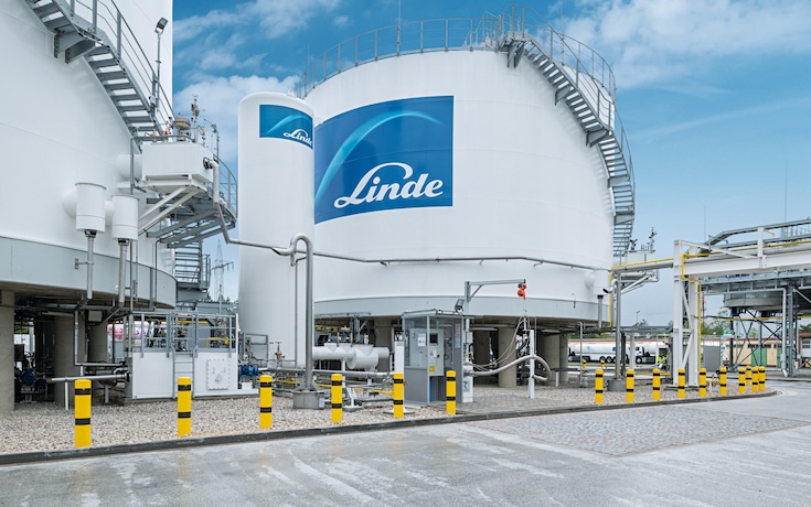 Tanks at air separation unit in Roethenbach, Germany.