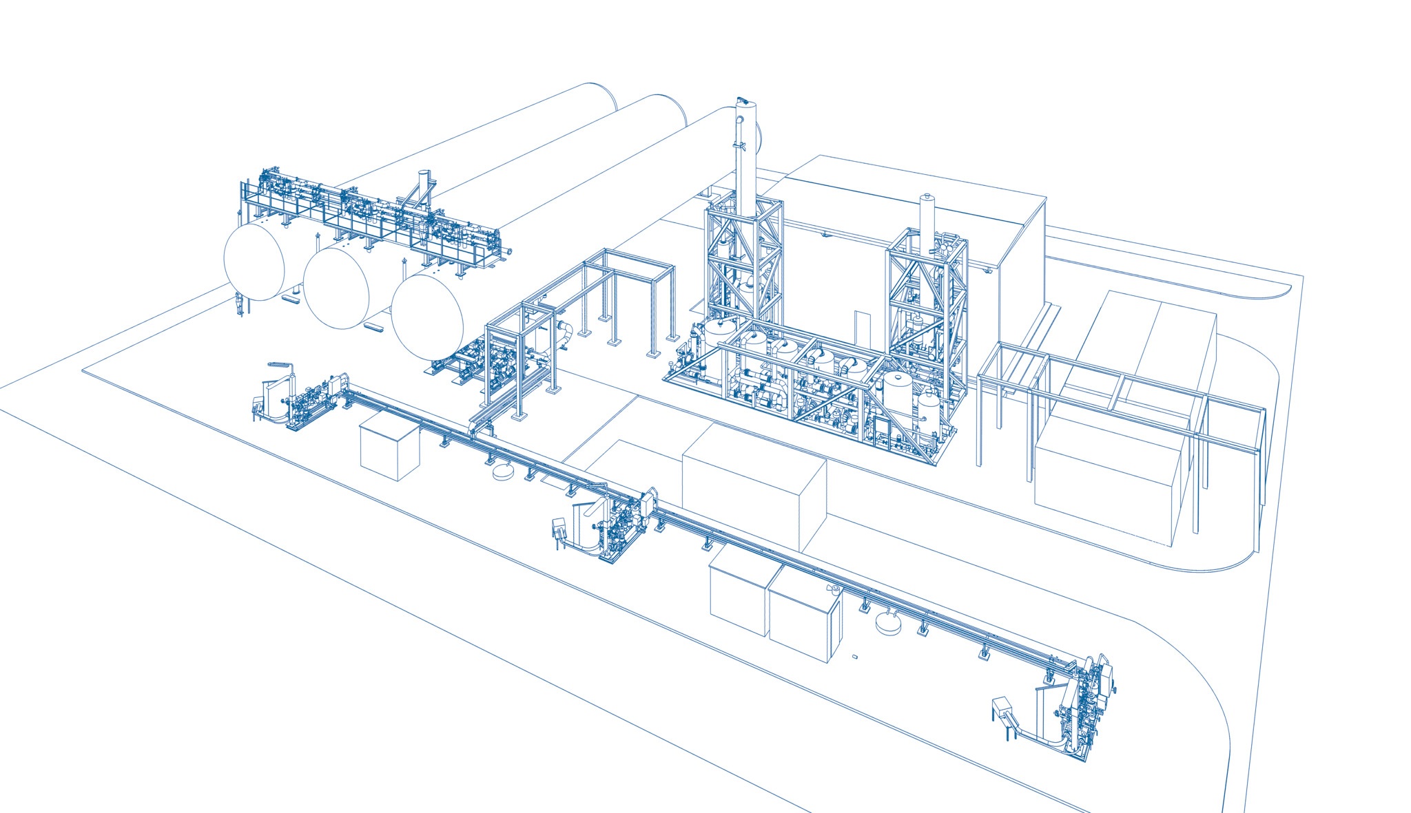 CAD drawing of a typical standardised design of a CO2 purification and liquefaction plant