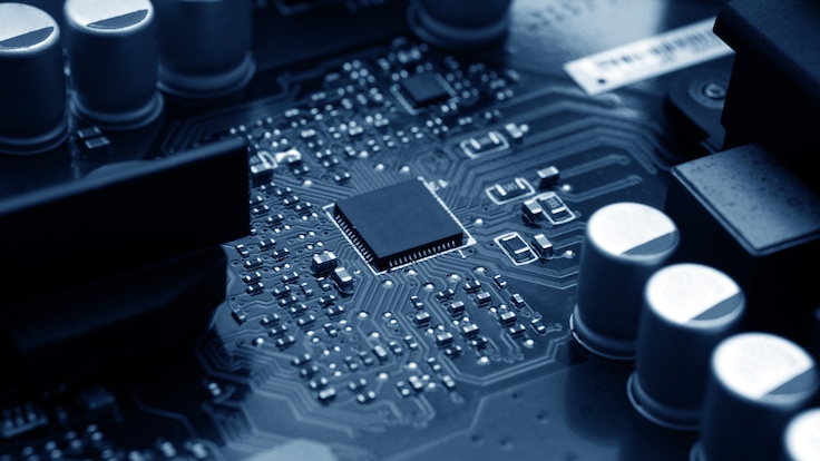 Computer digital chip with motherboard