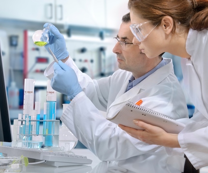 Laboratory researchers collaborating