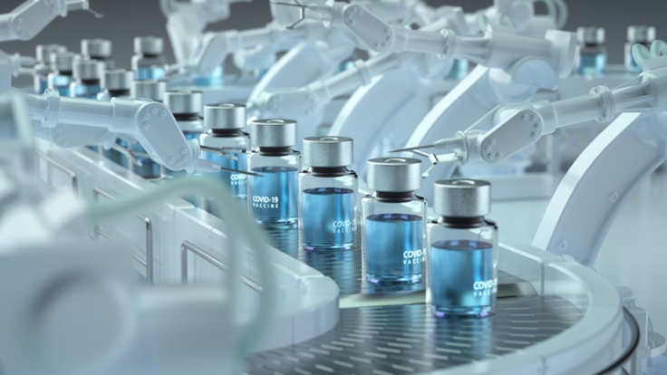 Vaccine production line with gas inerted vials