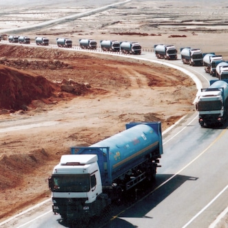 LNG trucks on roadway