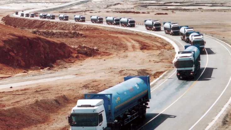 LNG trucks on roadway