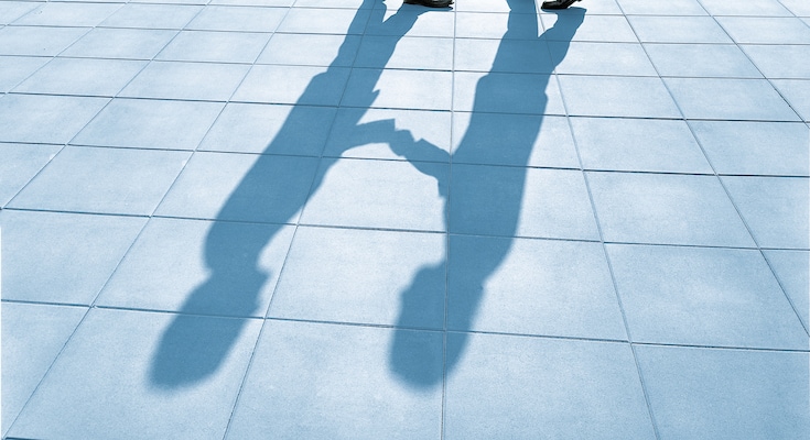 zakenmannen schudden handen