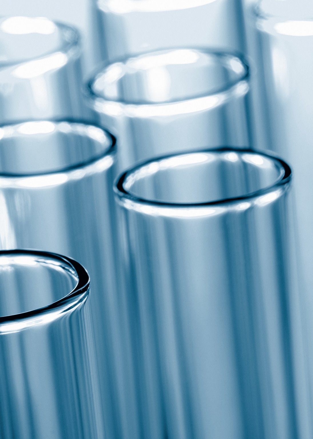 Laboratory test tubes in a rack