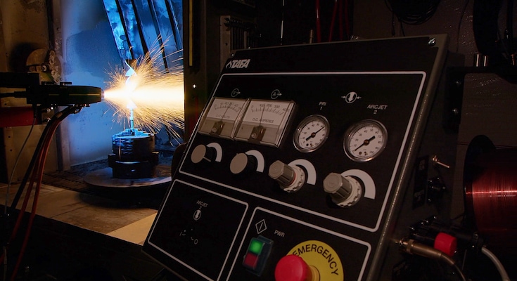 close-up of high velocity oxy fuel (HVOF) thermal spray equipment