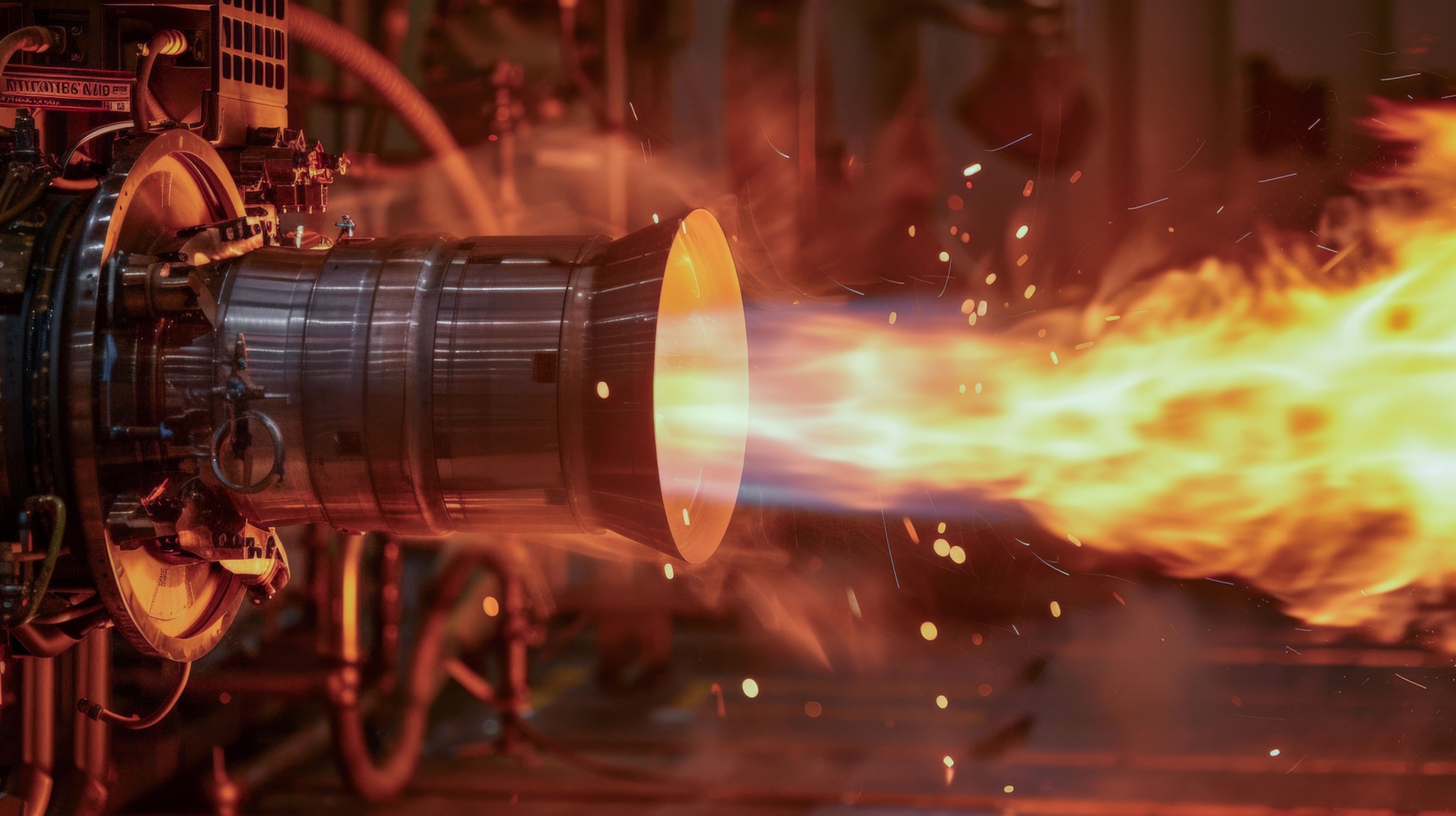 Rocket engine nozzle during test firing