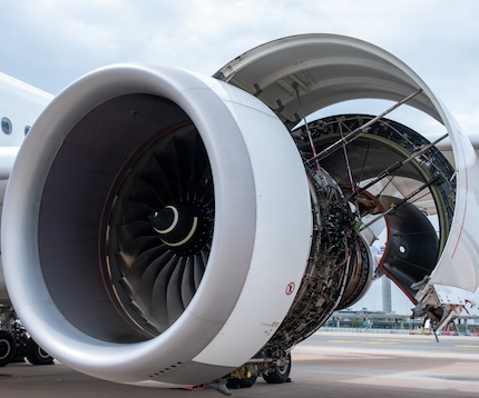 Close-up of gas turbine engine