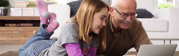 grandfather and grandaughter spending time together
