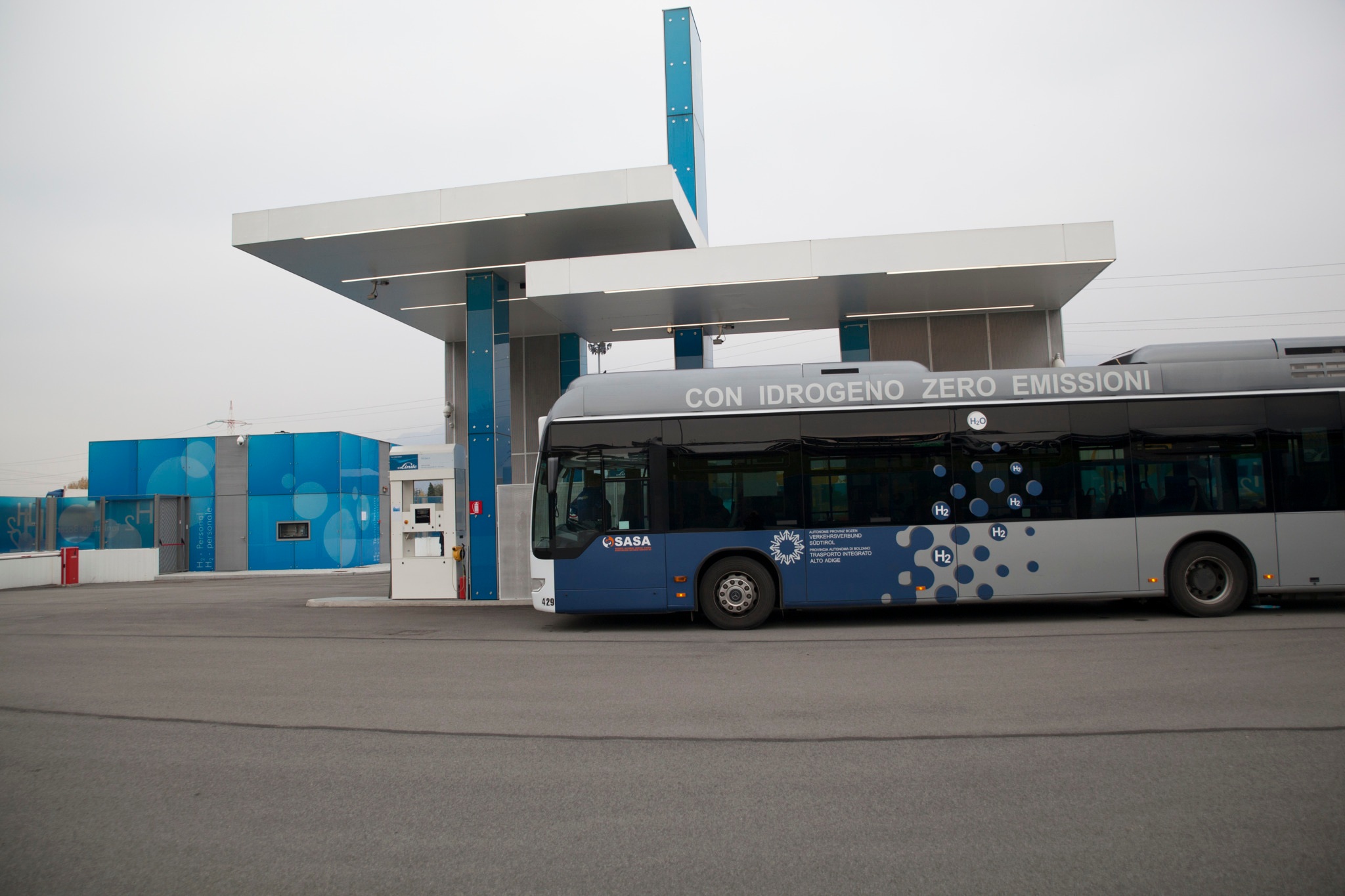 Hydrogen fueling station for buses in Bolzano, Italy.
