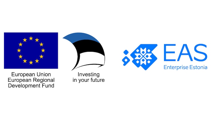Logos of EU and Enterprise Estonia and Estonia flag
