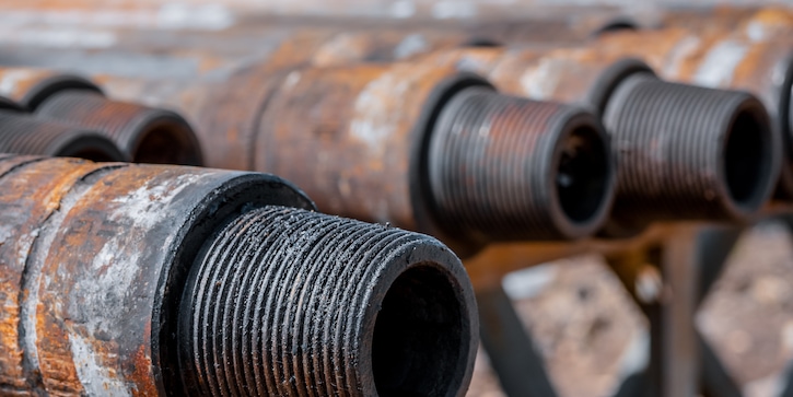 rusty drill pipes due to galvanic corrosion