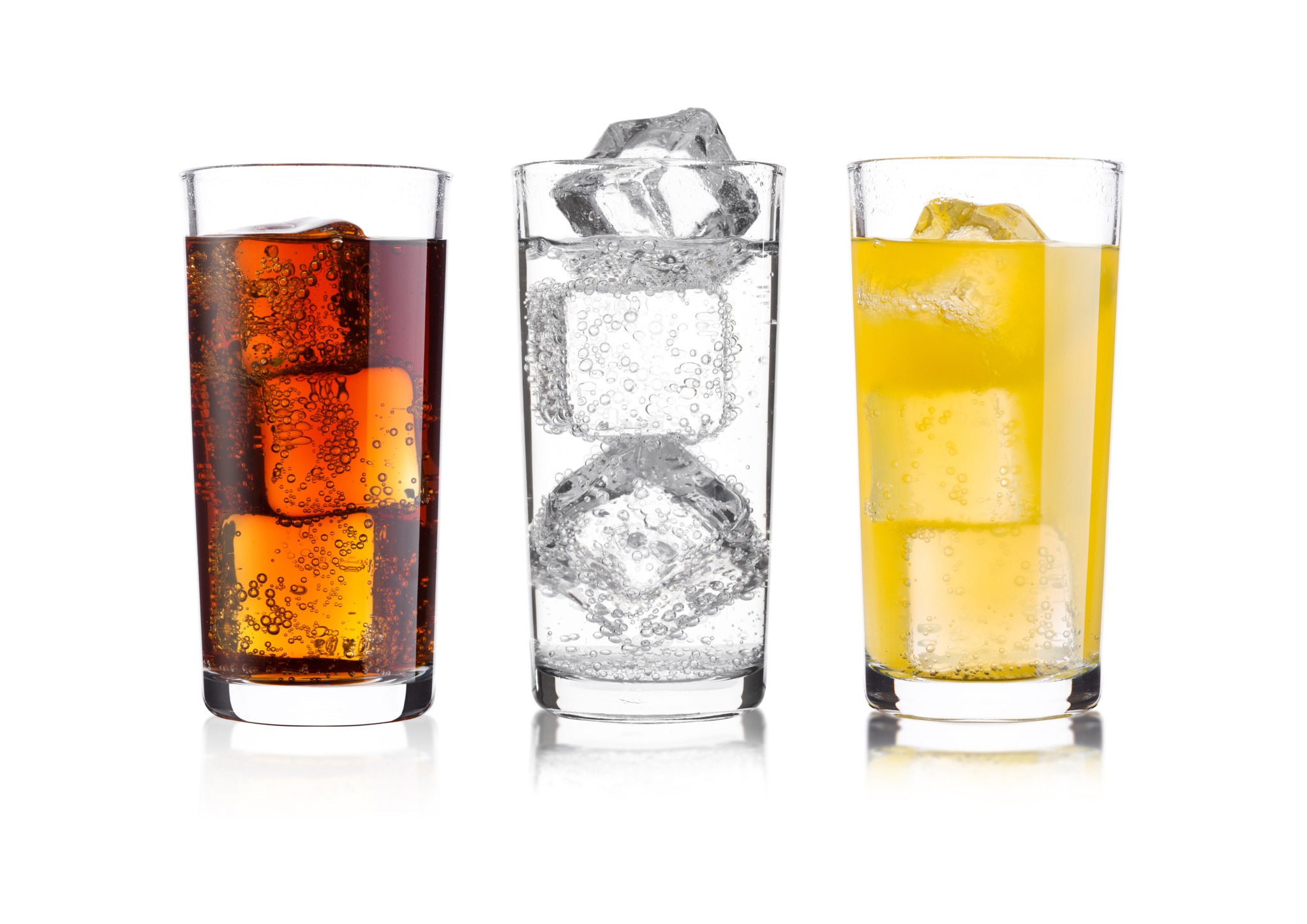 Soft drinks with ice cubes