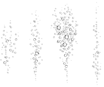 Oxygen bubbles escaping into water