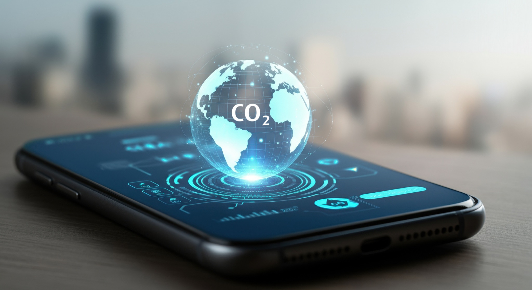 CO2 Emission Data and Earth Hologram on Smartphone