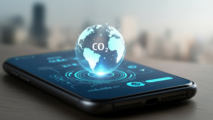 CO2 Emission Data and Earth Hologram on Smartphone