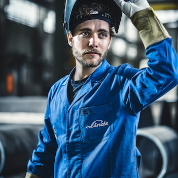 Welder taking a break