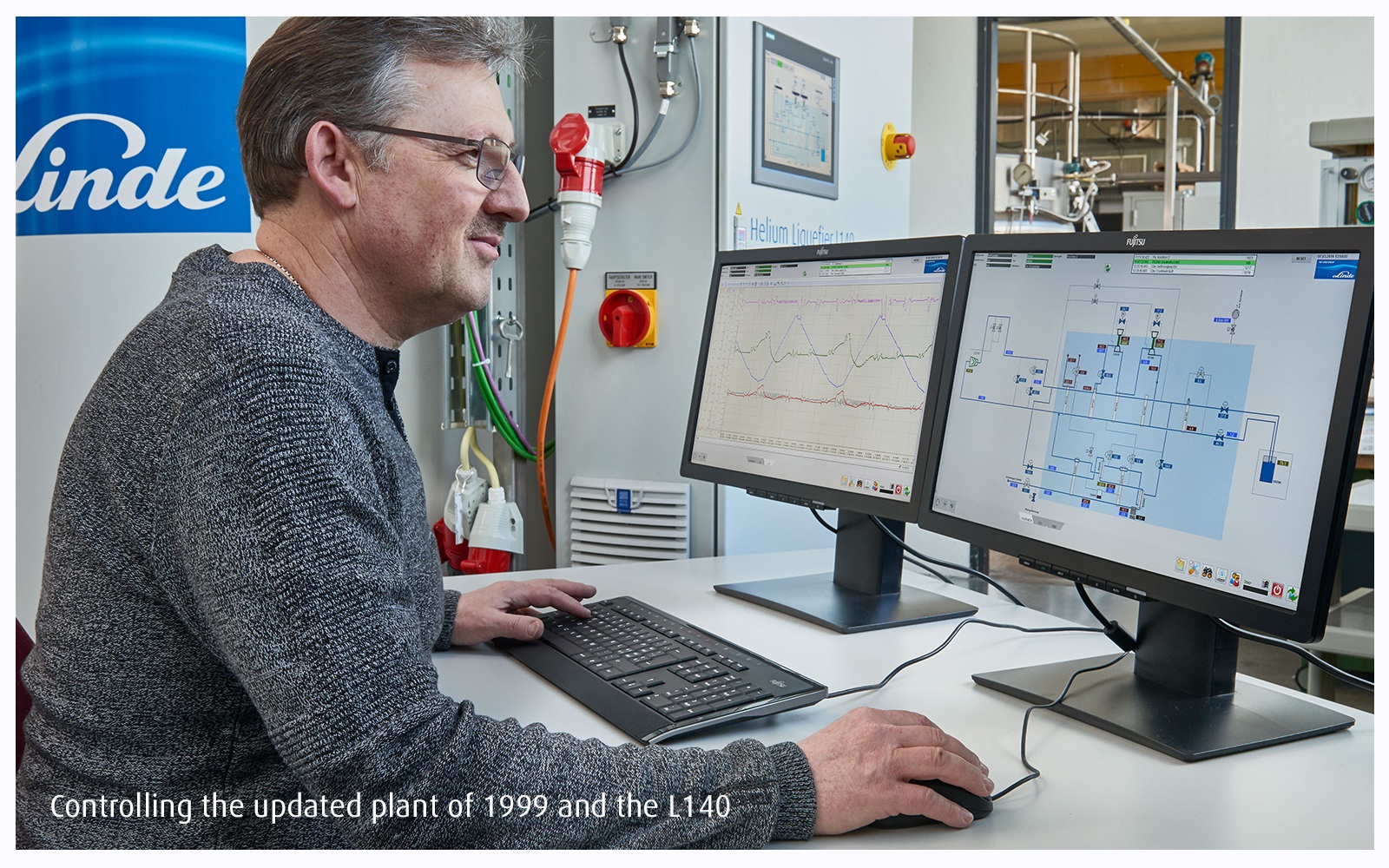 Control system capable of operating both a decades-old and a modern liquefaction system with the same interface.